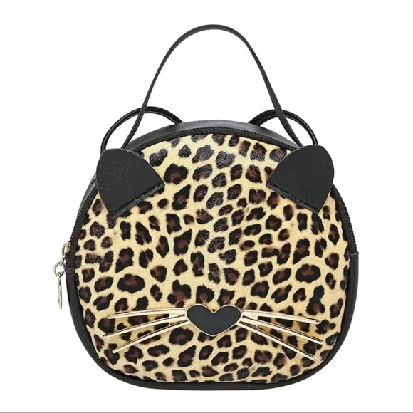 1 LEFT! Mini Leopard Print Cat Purse - Picture 2 of 5